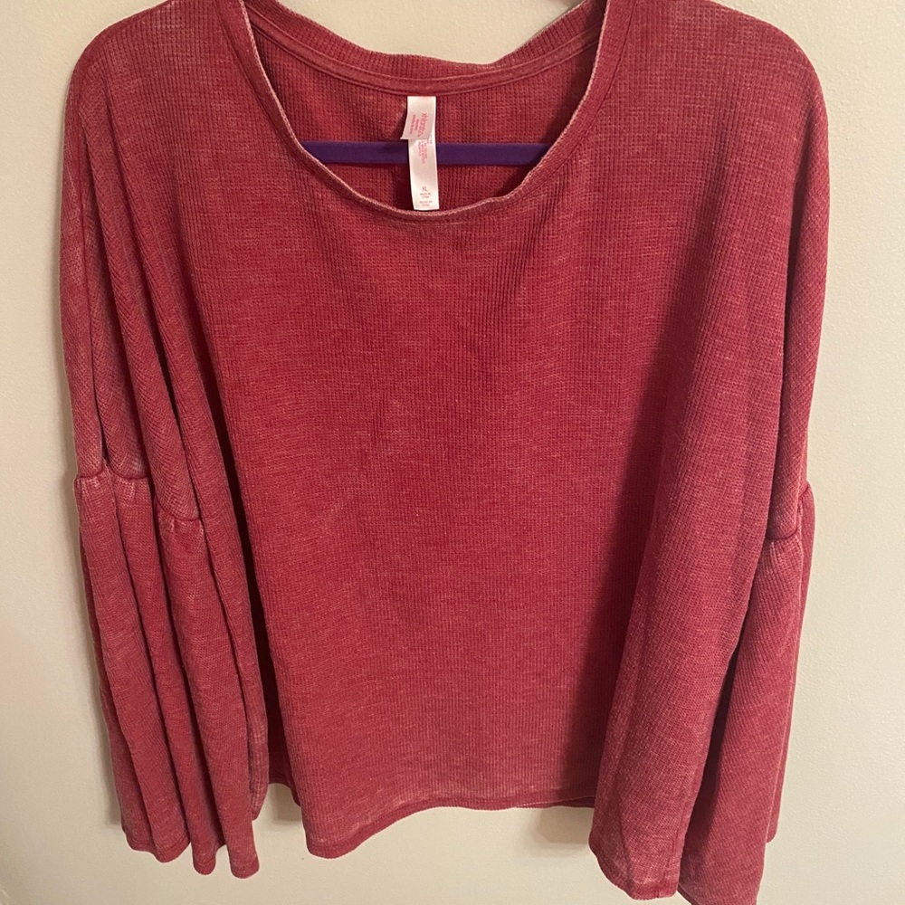 Distressed waffle shirt